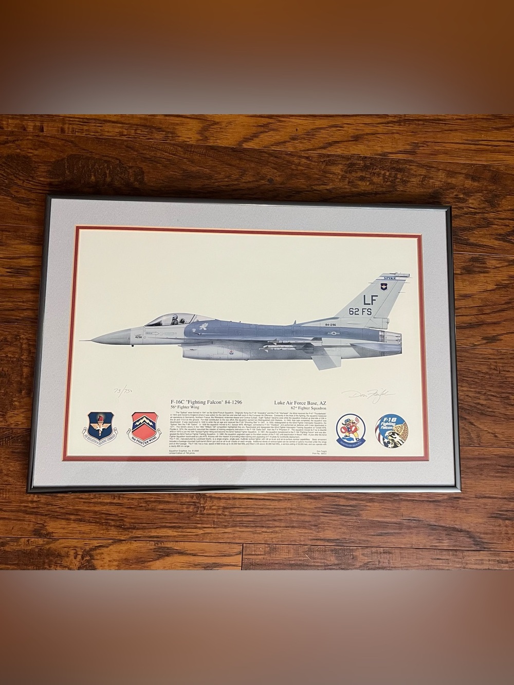 F-16C “Fighting Falcon” 56th FW, 62nd FS, Signed & Numbered.